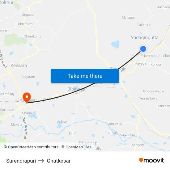 Surendrapuri to Ghatkesar map