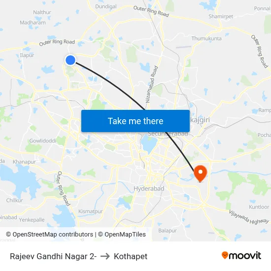 Rajeev Gandhi Nagar 2- to Kothapet map