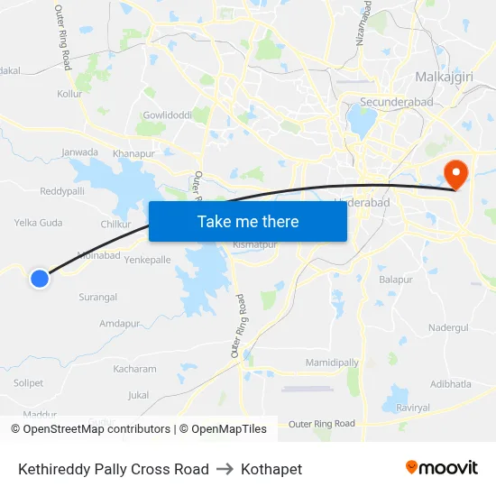 Kethireddy Pally Cross Road to Kothapet map