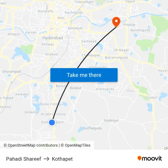 Pahadi Shareef to Kothapet map