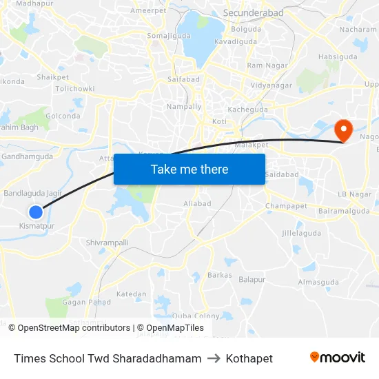 Times School Twd Sharadadhamam to Kothapet map