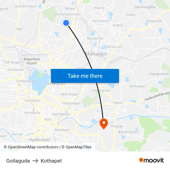 Gollaguda to Kothapet map