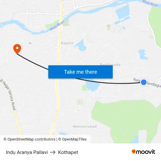 Indu Aranya Pallavi to Kothapet map