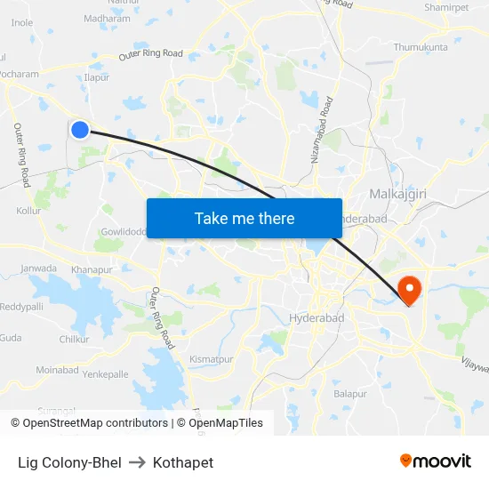 Lig Colony-Bhel to Kothapet map
