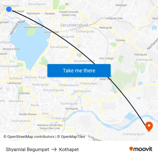 Shyamlal Begumpet to Kothapet map