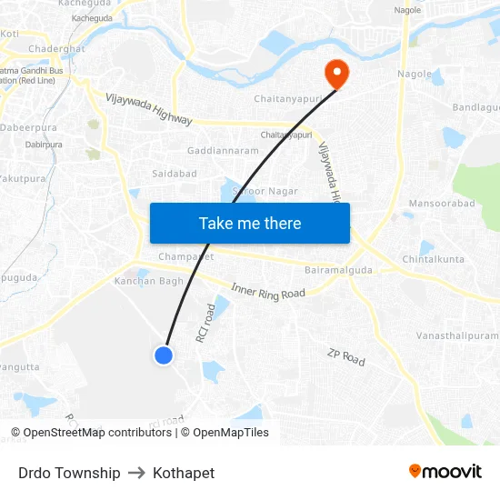 Drdo Township to Kothapet map