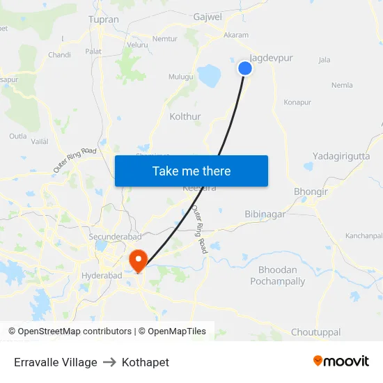 Erravalle Village to Kothapet map