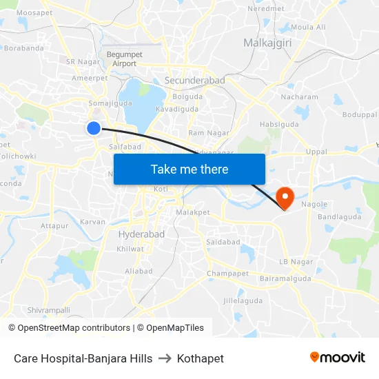 Care Hospital-Banjara Hills to Kothapet map