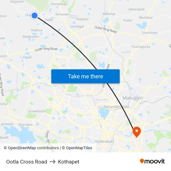 Ootla Cross Road to Kothapet map