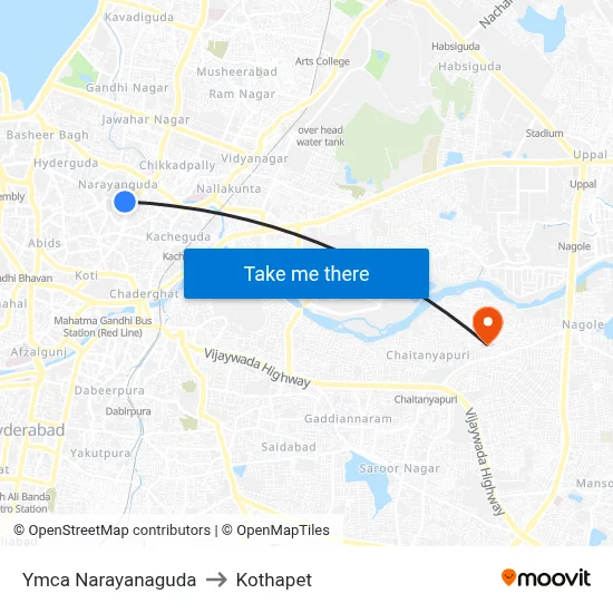 Ymca Narayanaguda to Kothapet map