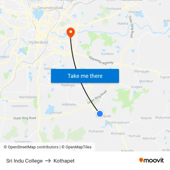 Sri Indu College to Kothapet map