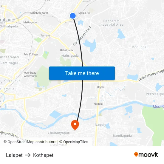 Lalapet to Kothapet map