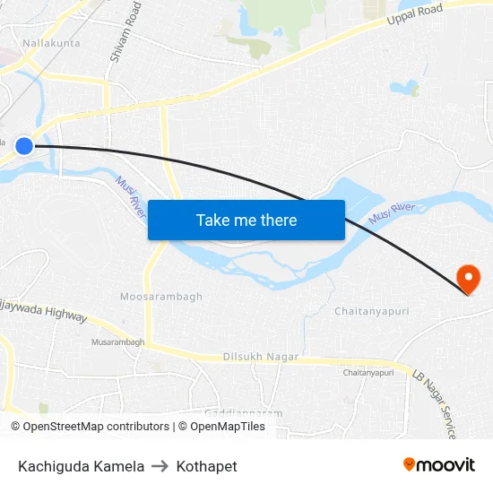 Kachiguda Kamela to Kothapet map