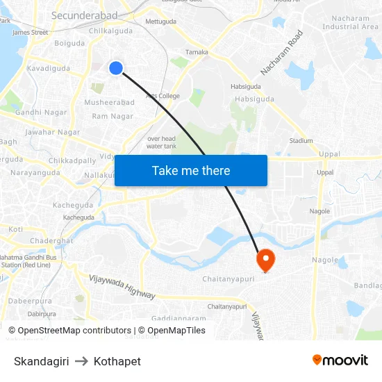 Skandagiri to Kothapet map