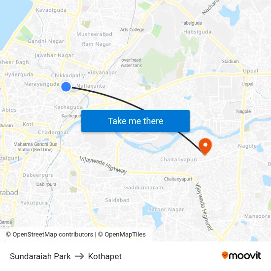 Sundaraiah Park to Kothapet map