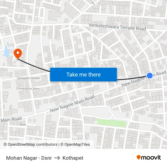 Mohan Nagar - Dsnr to Kothapet map