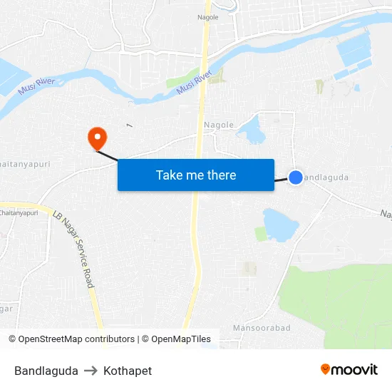 Bandlaguda to Kothapet map