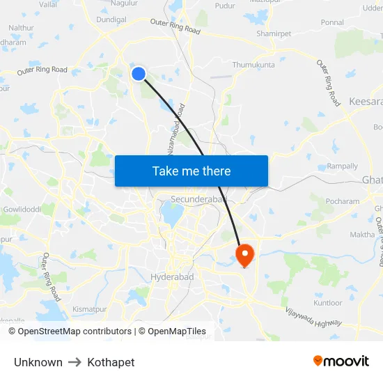 Unknown to Kothapet map