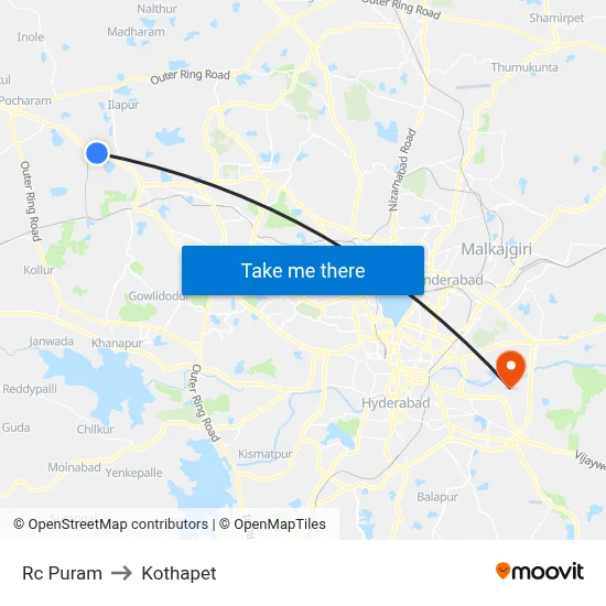 Rc Puram to Kothapet map