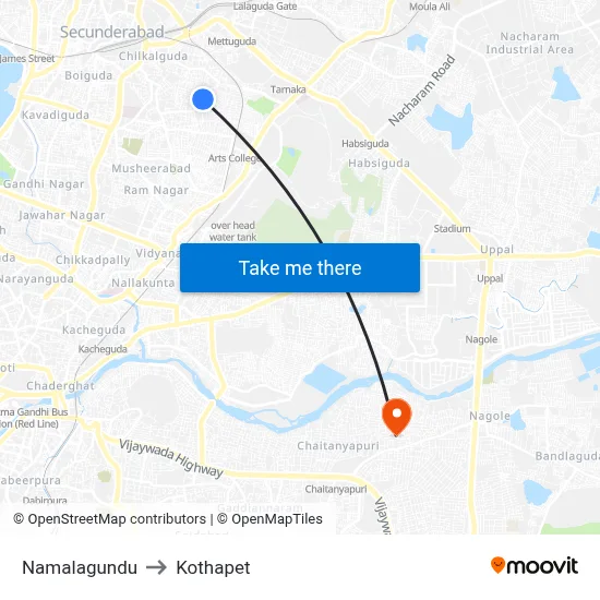 Namalagundu to Kothapet map