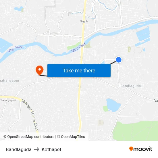 Bandlaguda to Kothapet map