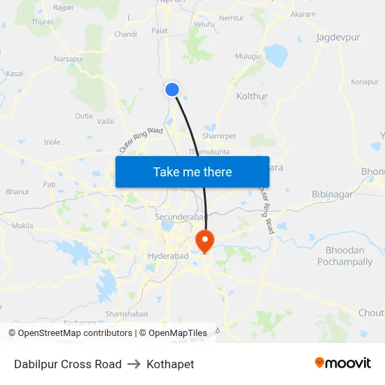 Dabilpur Cross Road to Kothapet map