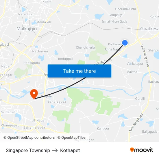 Singapore Township to Kothapet map