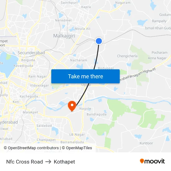 Nfc Cross Road to Kothapet map