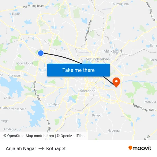 Anjaiah Nagar to Kothapet map