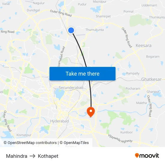 Mahindra to Kothapet map