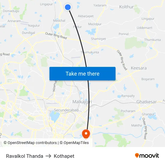 Ravalkol Thanda to Kothapet map
