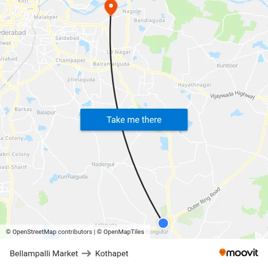Bellampalli Market to Kothapet map