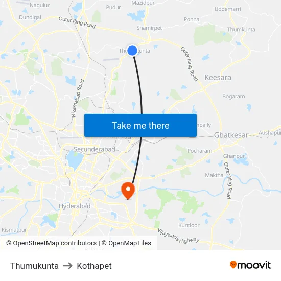Thumukunta to Kothapet map
