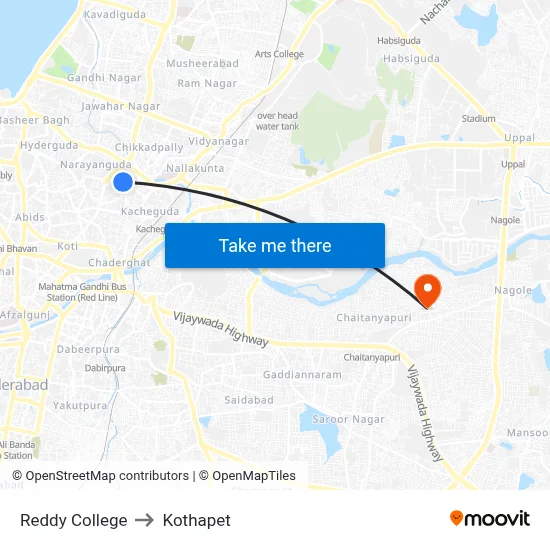 Reddy College to Kothapet map