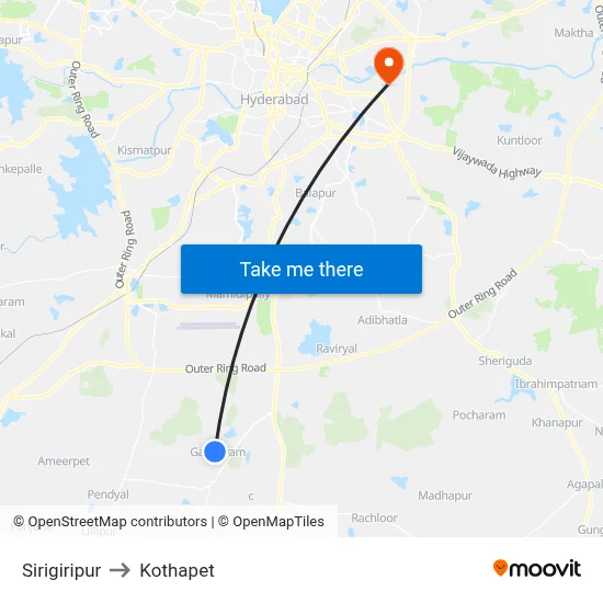 Sirigiripur to Kothapet map