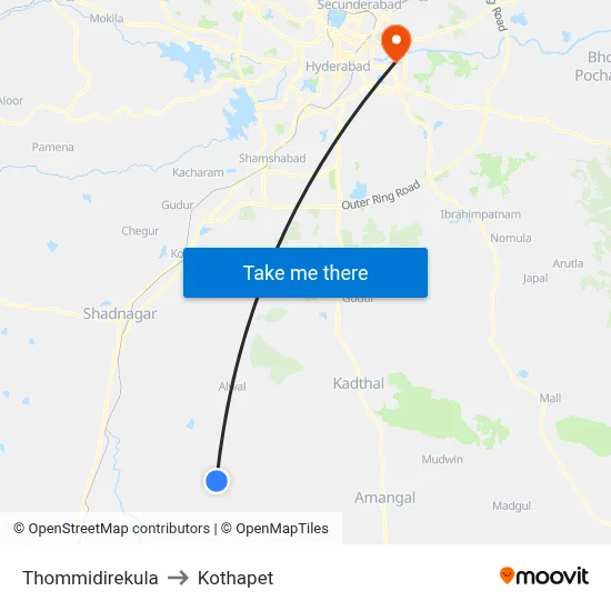 Thommidirekula to Kothapet map