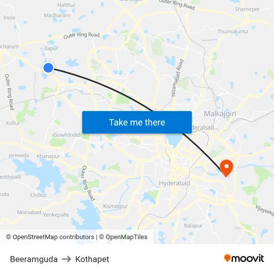 Beeramguda to Kothapet map