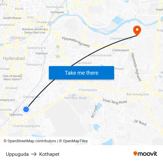 Uppuguda to Kothapet map