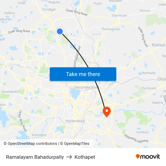 Ramalayam Bahadurpally to Kothapet map