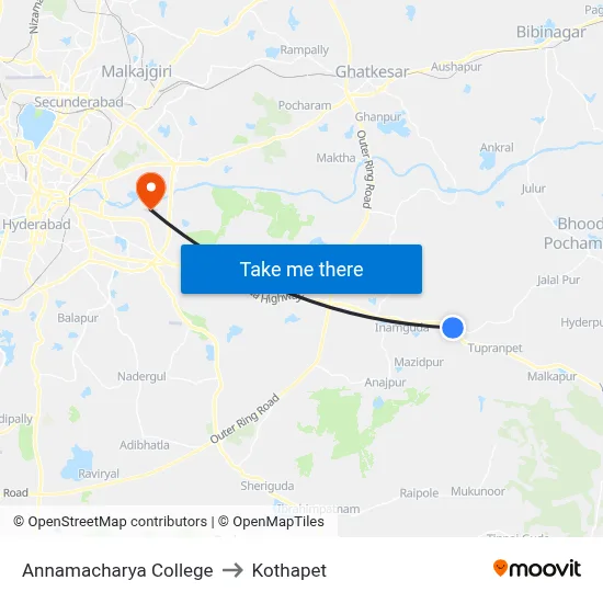 Annamacharya College to Kothapet map