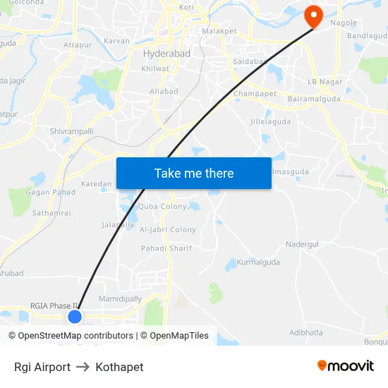 Rgi Airport to Kothapet map