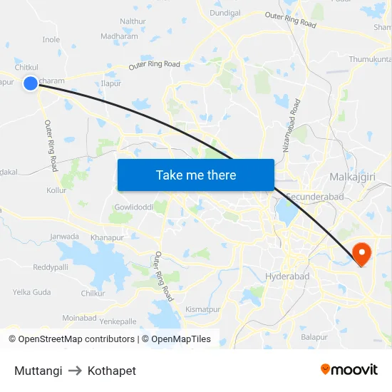 Muttangi to Kothapet map