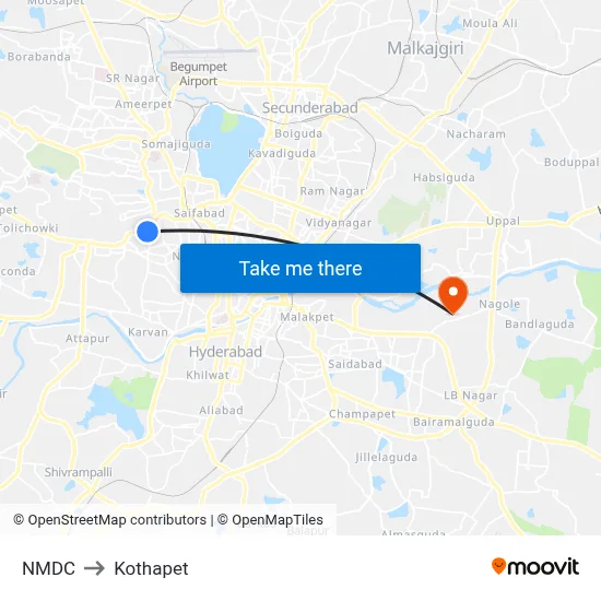 NMDC to Kothapet map
