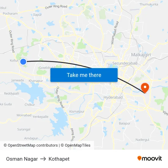 Osman Nagar to Kothapet map