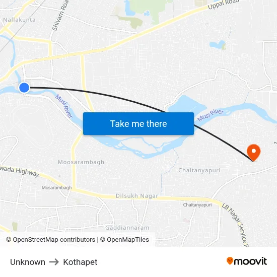 Unknown to Kothapet map