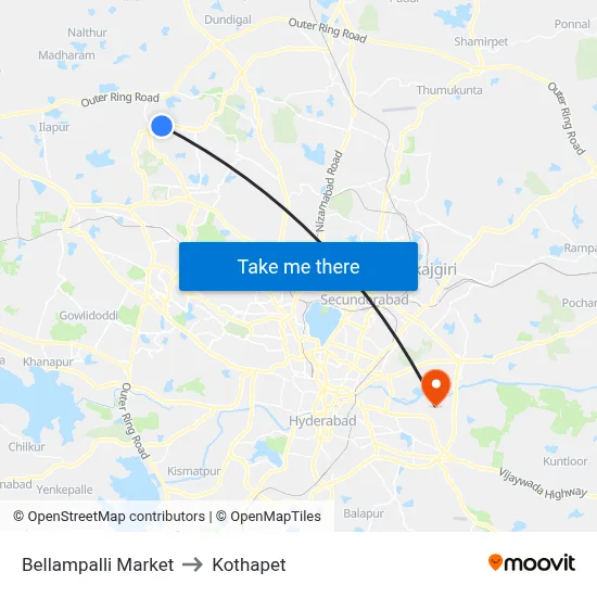 Bellampalli Market to Kothapet map