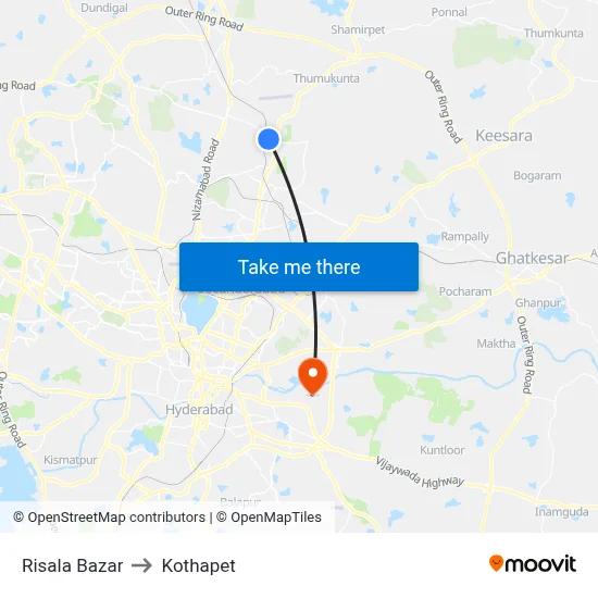 Risala Bazar to Kothapet map