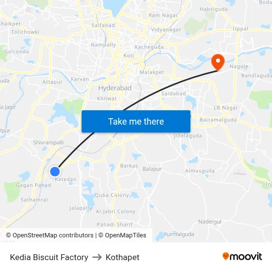 Kedia Biscuit Factory to Kothapet map