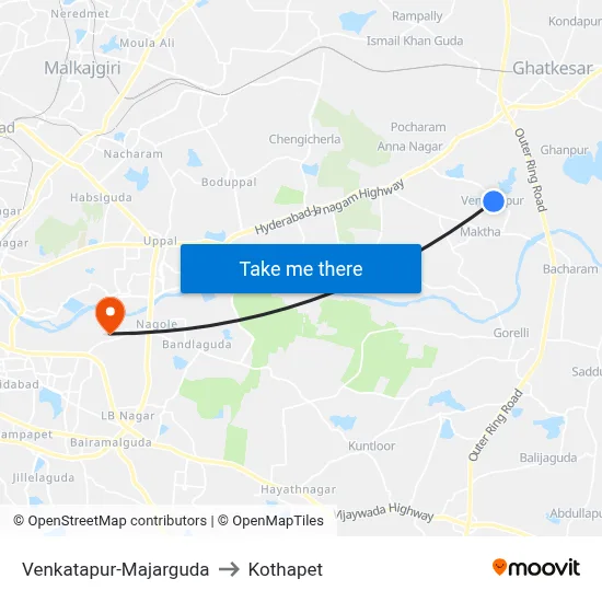 Venkatapur-Majarguda to Kothapet map