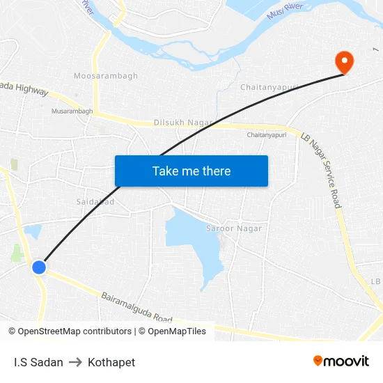 I.S Sadan to Kothapet map